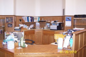 wood counter of circulation desk